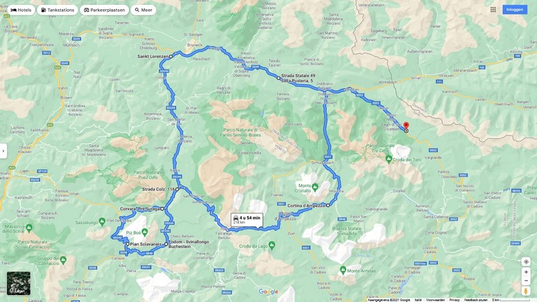 Toeristische route door de Dolomieten